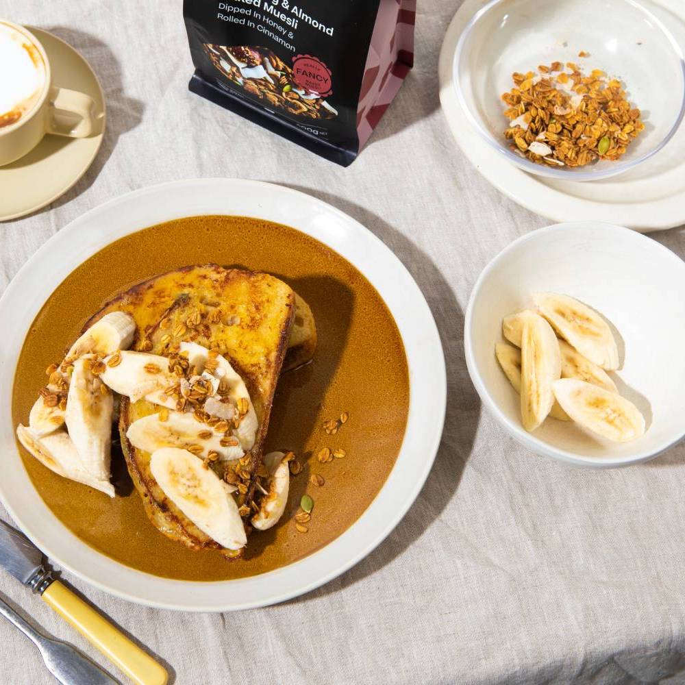  5-Day-Old-Bread French Toast with Burnt Fig + Almond Crumble  - FarmerJo