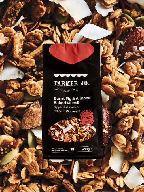 Burnt Fig & Almond Baked Muesli Dipped In Honey & Rolled In Cinnamon - FarmerJo