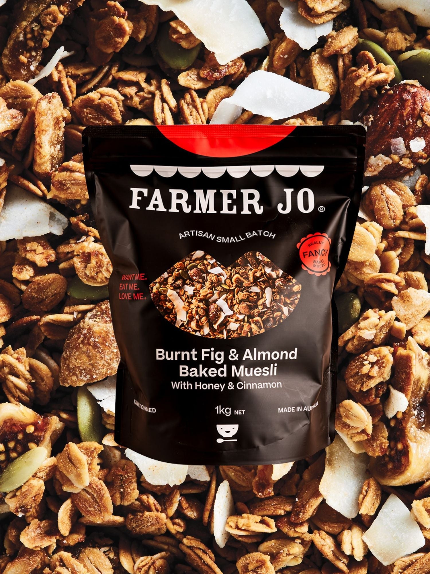 Burnt Fig & Almond Baked Muesli Dipped In Honey & Rolled In Cinnamon - FarmerJo